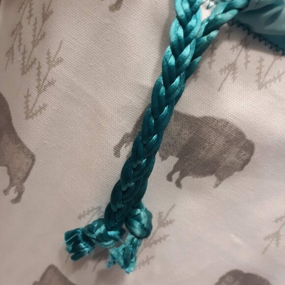 New Western Buffalo Bucket Tote Sling Bag Animal Print Oval carryall White Aqua - Picture 4 of 9